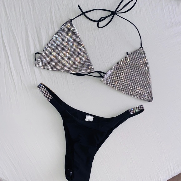 LAST ONE NEW Black Jeweled Two Piece Bikini - Picture 14 of 15